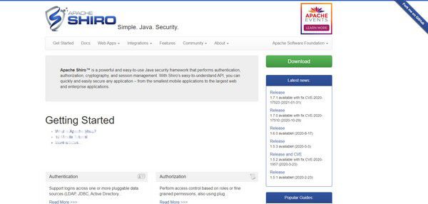 Apache Shiro(Java安全框架)v1.7.1免费版