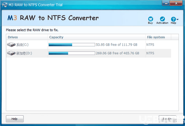 M3 RAW To NTFS Converter(NTFS硬盘修复工具)