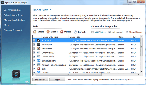 Synei Startup Manager(启动项管理工具)v1.62.0.0免费版