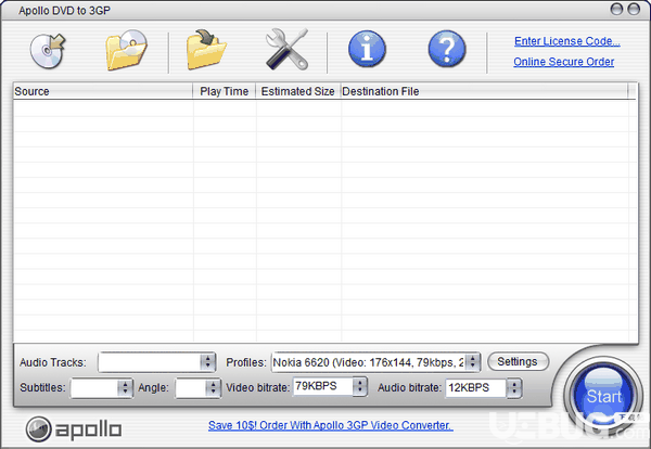 Apollo DVD to 3GP(DVD转3GP工具)v3.6.2.0免费版